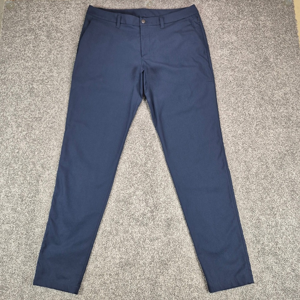 Lululemon ABC Slim Fit Trouser Pants Mens 34 Navy Blue Warpstreme Stretch